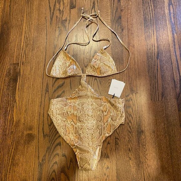 NWT Free People Onia Rose One Pieve Liquid Suede Python Large B-1333 - Picture 5 of 6